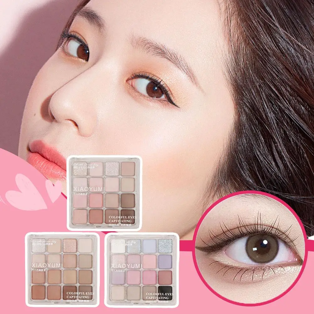 Xiaoyumi 16 Color Eyeshadow Plate Female Eye Makeup Waterproof Pearlescent Ground Eyeshadow Matte Eyeshadow Color Plate Mag H2i2