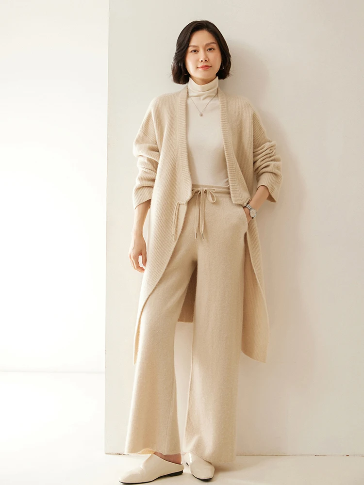Heavyweight Women 100% Cashmere Long Cardigan Chinese Style Cashmere Sweater Autumn Winter Thick Warm Cashmere Sweater Coat