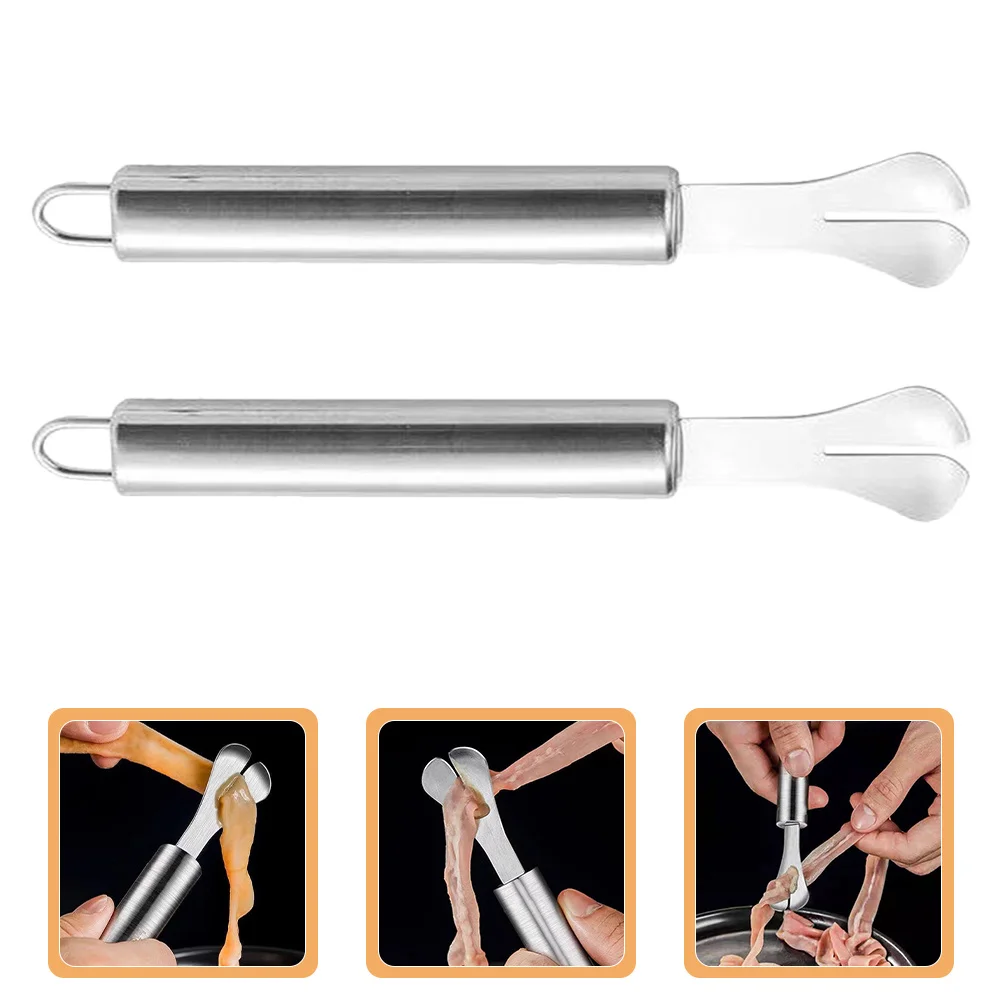 

2Pcs Stainless Steel Poultry Intestine Cutter Efficient Bowel Opener Chicken Cooking Tool Poultry Gutting Tool Shrimp Prawn