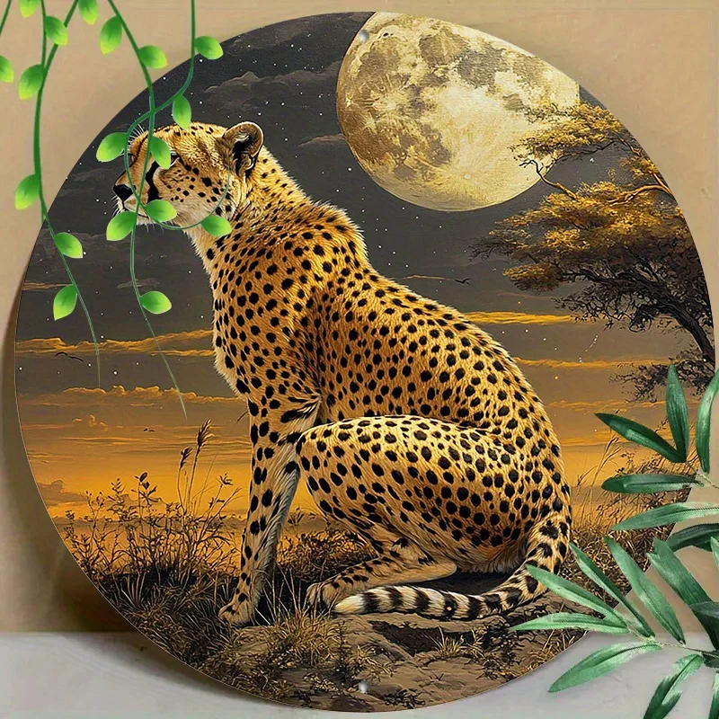 Room Decor 1pc Aluminum Cheetah Wall Art, HD Printed Metal Decor, Weatherproof, Pre-Drilled, Easy Installation, for Home, Office
