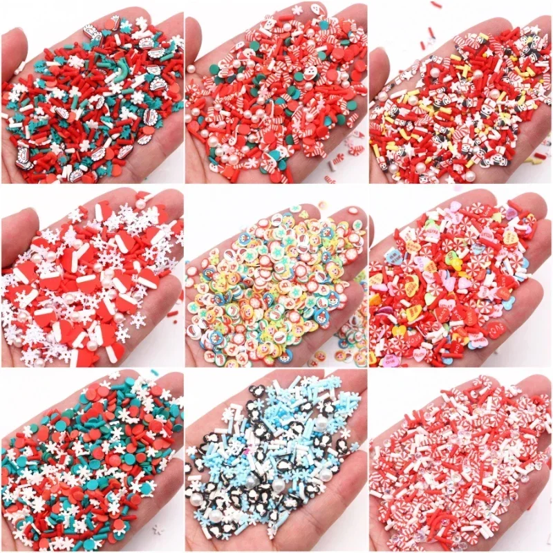 20g Mixed Xmas Snowfake Slices Christmas Polymer Clay Sprinkles Crafts Soft Clay Nail Shaker DIY Crystal Mud Filler Akcesoria