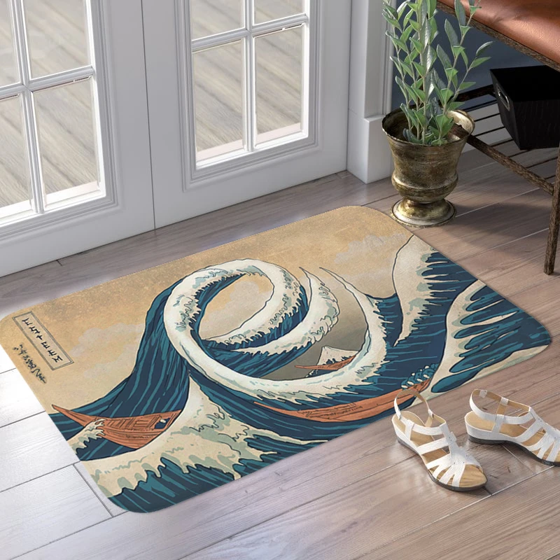 Room Floor Carpet Japanese D-Waves Kitchen Hallway Interior Entrance Mat Bedroom Balcony Waterproof Bathroom Rug Custom Doormat