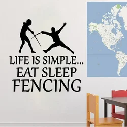 Beauty Eat Sleep Fencing Environmental Protection Vinyl Stickers for Kids Rooms Decoration Wall Art MURAL Drop Shipping