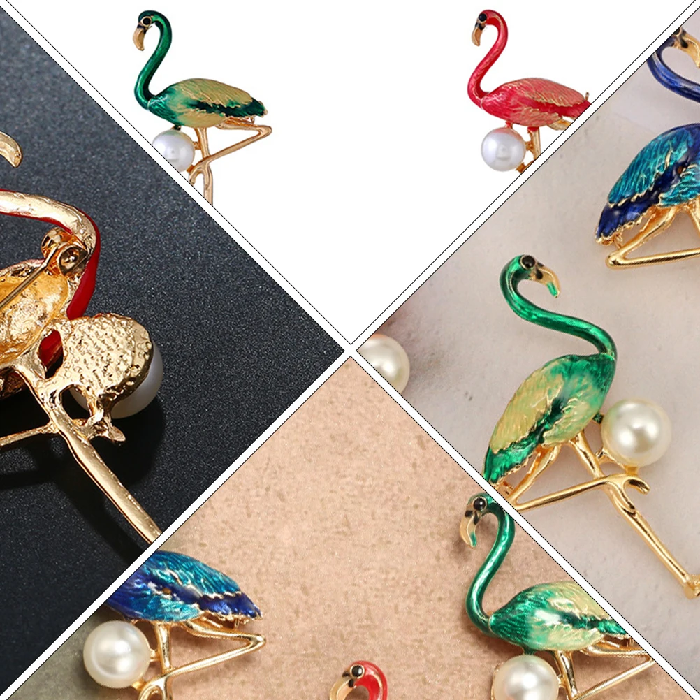 

1pc Flamingo Brooch Pin Enamel Alloy Breastpin Chic Decorative Animal Brooch For Women Gift Accessory Daily Wear Scarf Hat