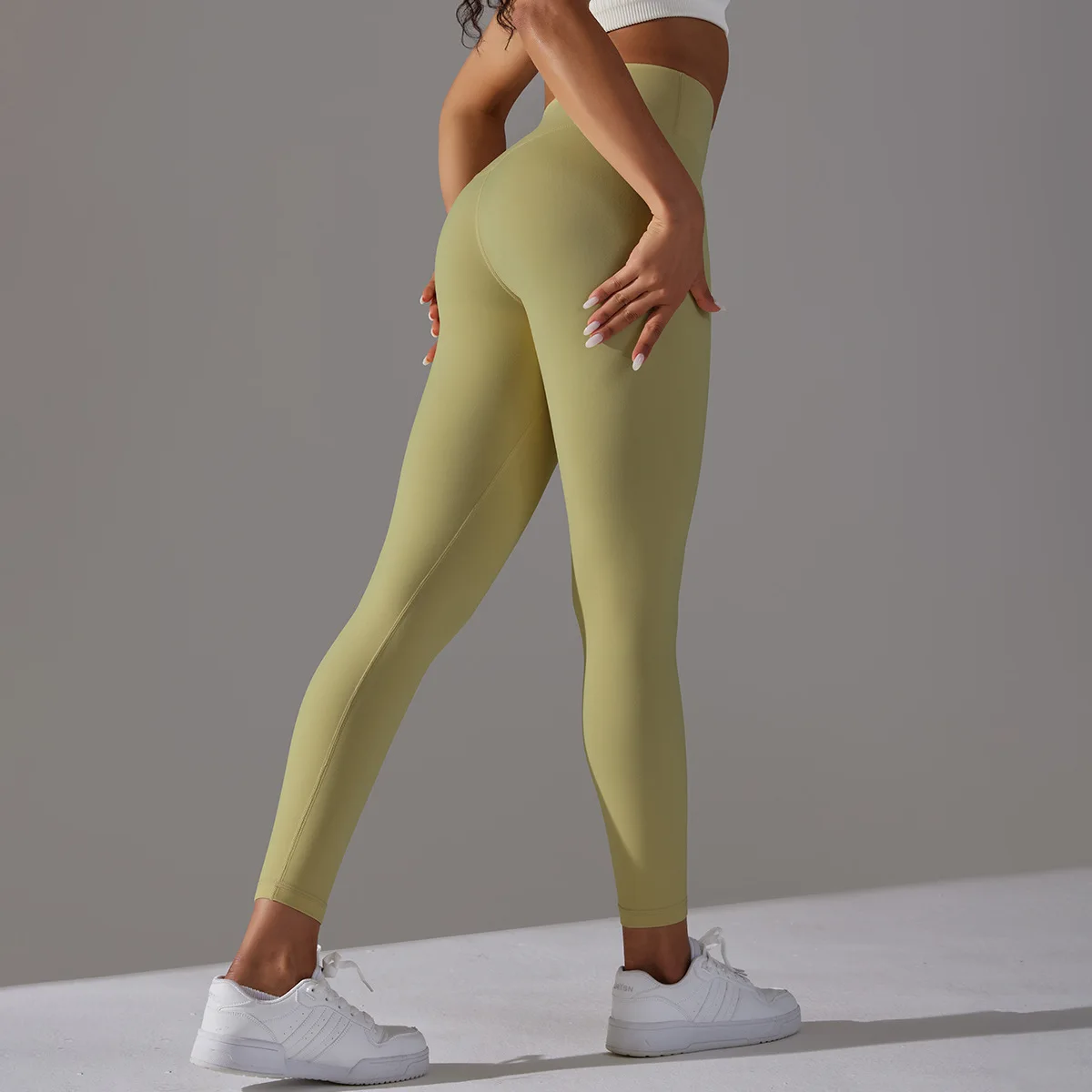 Womens Yoga Pants Double Sided Brushed Naked Feeling Breathable High Waist Butt Lifting Peach Hip Fitness Trousers