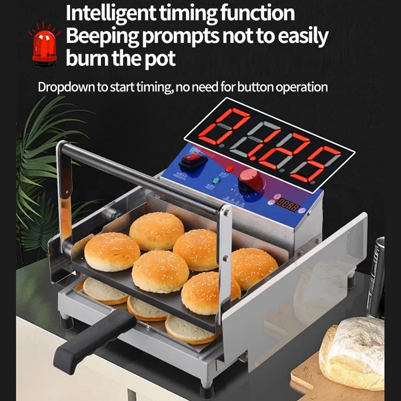 PBOBP Hamburger Toasting Machine Commercial Electric Hamburger Grill Machine Stainless Steel Bun Toaster Burger Bread Warmer view 5