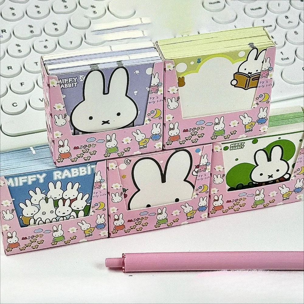5 Types Kawaii Miffy Cute Memo Paper Cartoon Message Book Non Sticky Student Office Notes Gift Toy for Girl