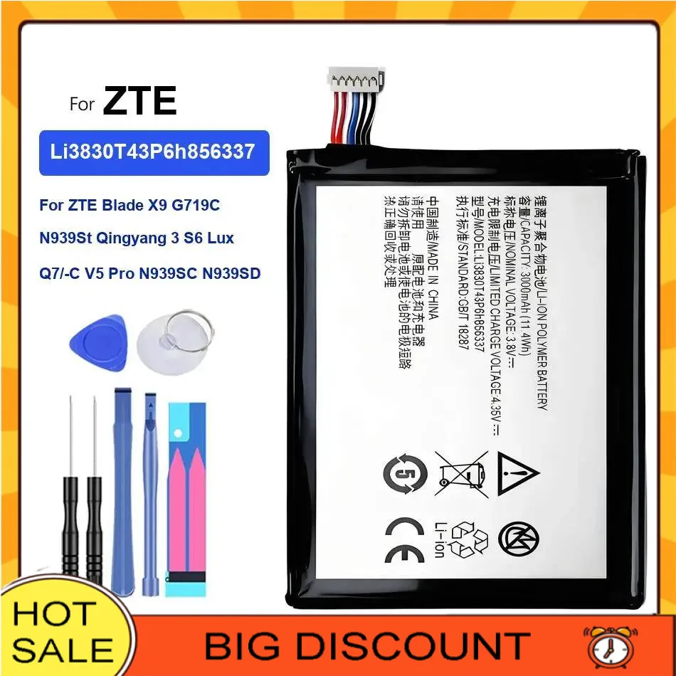 

Mobile Phone Battery High-Efficiency Li3830t43p6h856337 Li3824t43p3ha04147 2400-3000Mah For Zte Blade Red V5 V5s Pro
