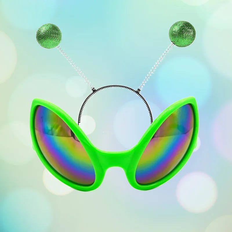 

Wholesale Kids Silver Alien Headband Antenna with Glasses Martian Alien Costume Accessories Halloween Space Theme Party Favors