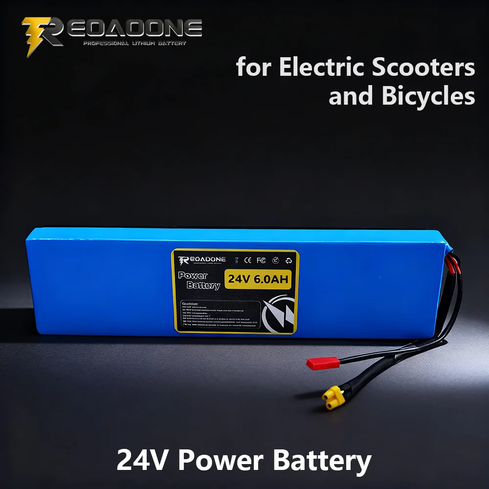 

Reoaoone 24V 6000mAh Rechargeable Lithium Battery for Electric Scooter Long Distance Riding Built-in BMS Safe Power Supply Pack