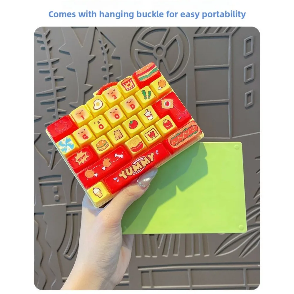 Food Burger Hot Dog Stress ReliefKnock Stress Relief 26Key Keyboard Keychain Pendant Couple Bag Charm Toy Cosplay Vocaloid Anime view 2