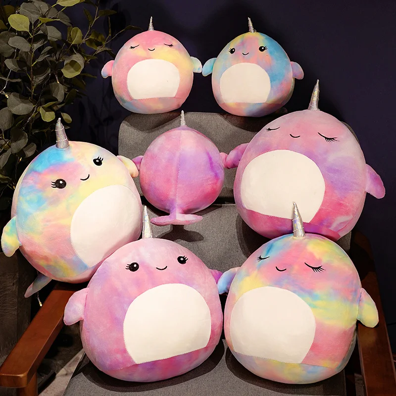 

New Lovely Cartoon Colorful Unicorn Whale Plushies Doll Soft Stuffed Animal Narwhale Anime Soft Baby Appease Toys for Girls Gift