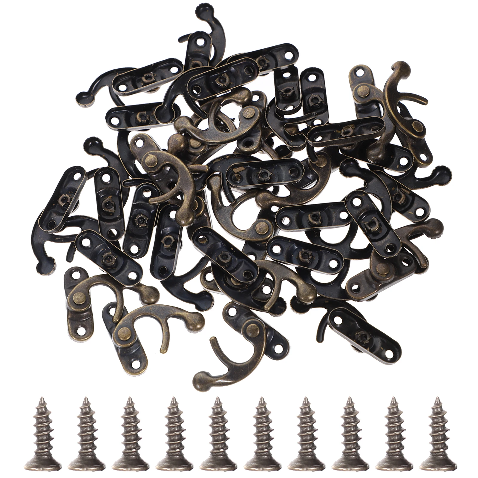 40pcs Tin Box Buckle Latch Hook Right Wooden Case Latches Lock Vintage Brass Plated Hardware Swing Arm Hasp Jewelry Box