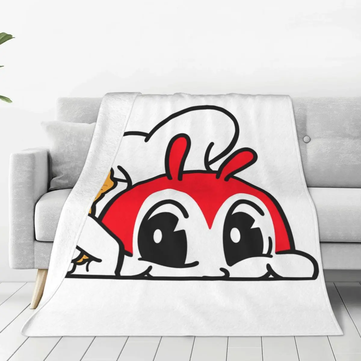 Jollibee Burger Restaurant Mascot Blanket Soft Warm Flannel Throw Blanket Cover for Bed Living room Picnic Travel Home Sofa