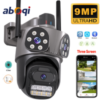 8x Zoom 9MP 5K HD WiFi IP Camera Outdoor Three Lens Dual Screen PTZ Camera Auto Tracking Home Security CCTV Surveillance 6MP Cam