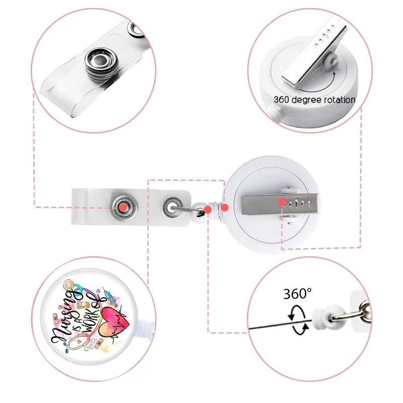 1PC Hospital Nurse Retractable Badge Clip Doctor ID Card Holder Reel for Name Tag Badge Holders Office Supply Buckle