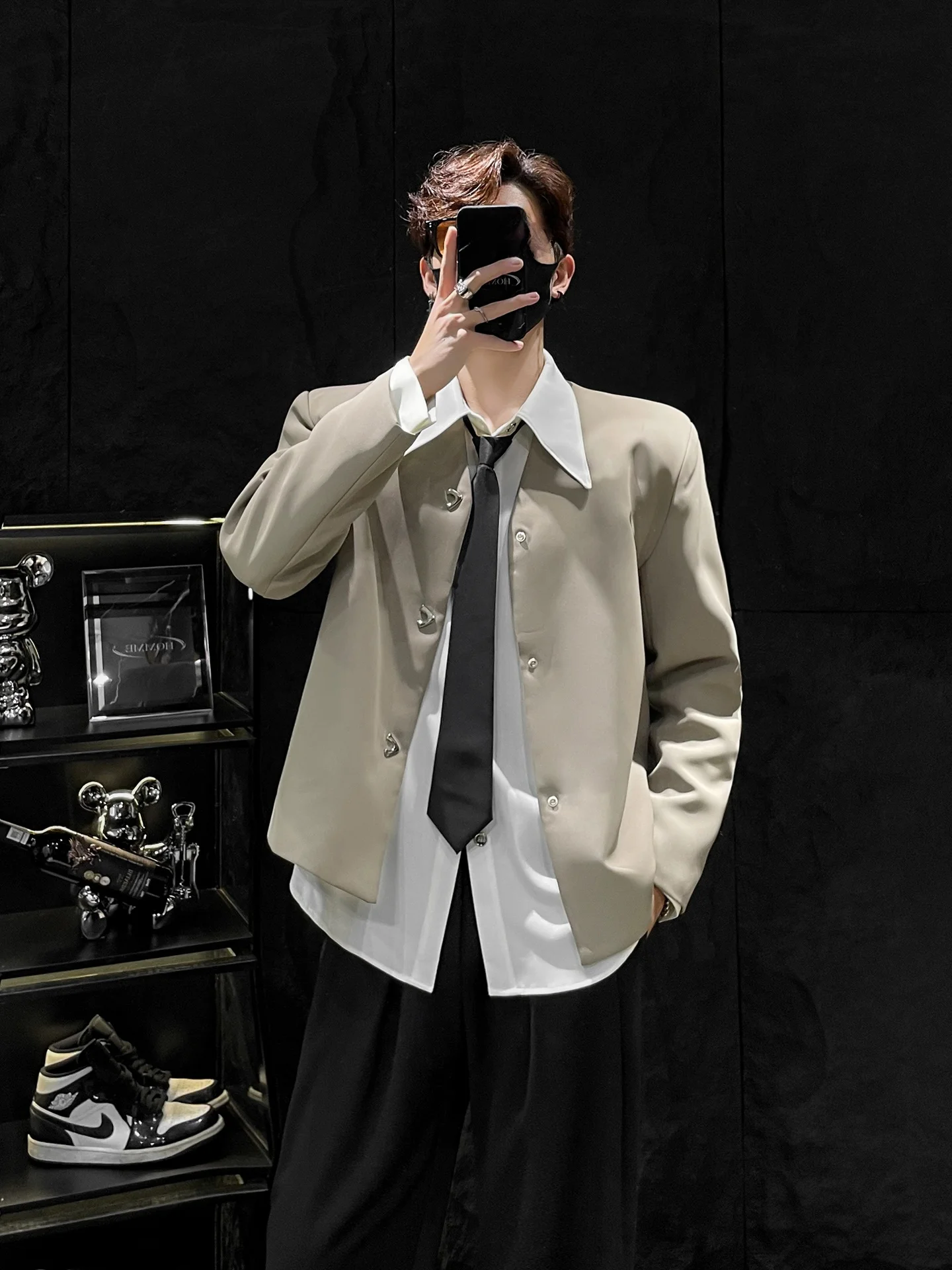 

Мужской модный пиджак HOMME с V-образным вырезом, декорированный пуговицами, свободного кроя, повседневный стиль