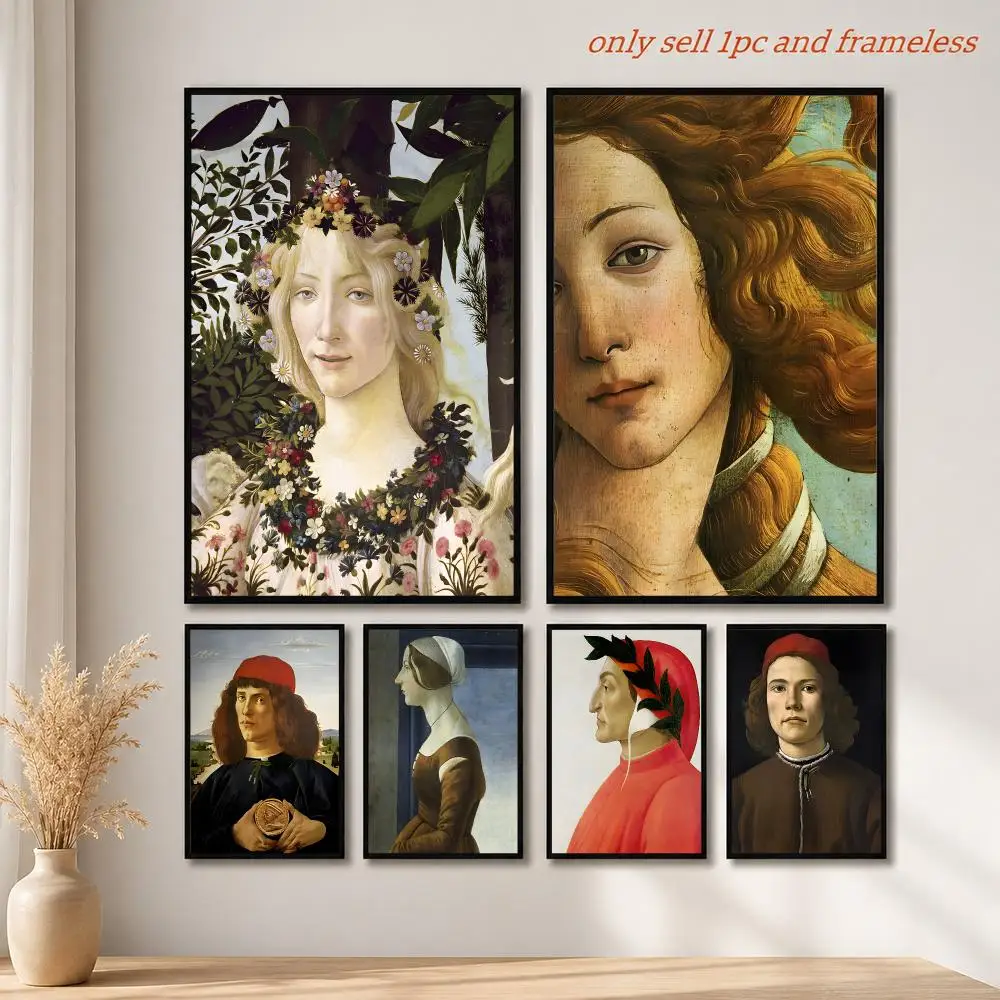 Artist S-Sandro Botticelli Poster Mural HD Wall Decals For Bedroom Living Room Home Self-Adhesive Decor Gift