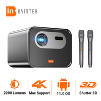 BYINTEK R90 Rock Projector 4K Full HD 1080P 2200 ANSI Android TV 11.0 WiFi Bluetooth with 10W Speaker 3D Home Theater Projector