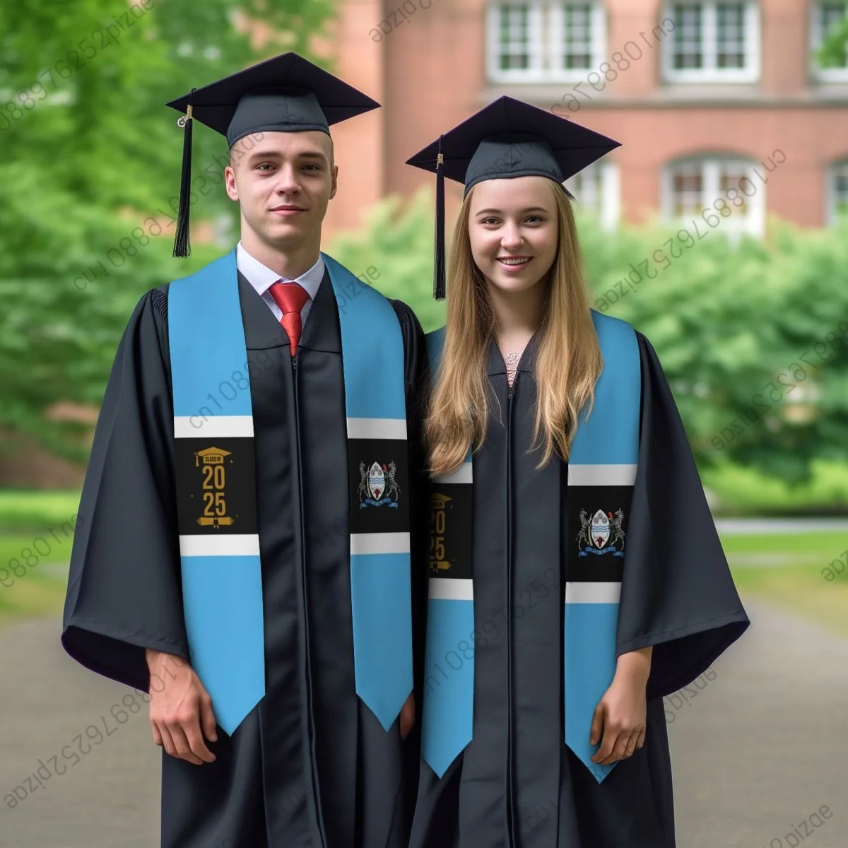 

New Botswana Flag Unisex Top Print Graduation Stole Sash Adult Plain Graduate Honor Stole Class of 2025