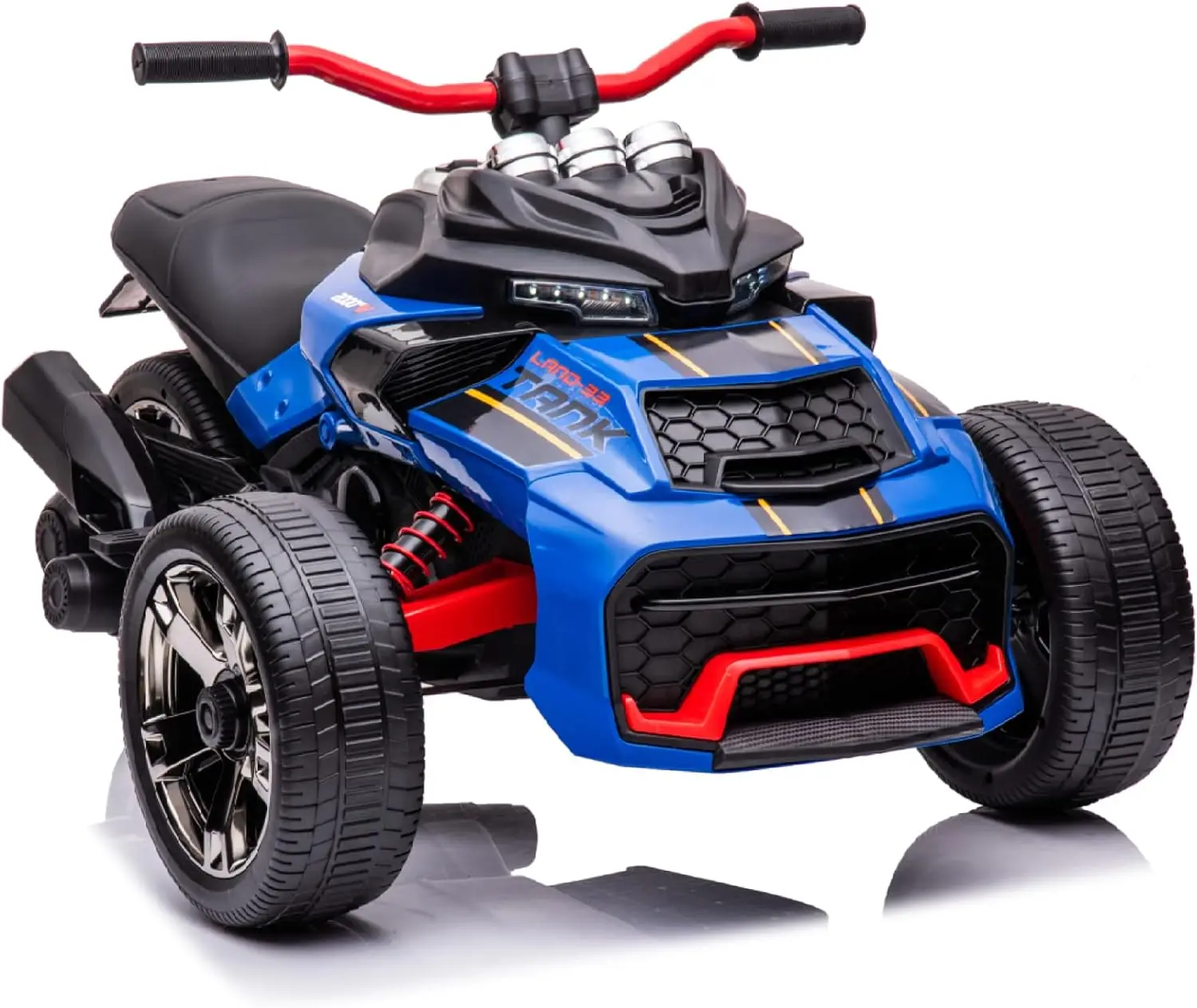 24V Kids ATV 3 Wheeler Ride on Motorcycle with LED Lights, Ride-on Electric Car for Kids with Rubber Plastic Polymerized EVA tir