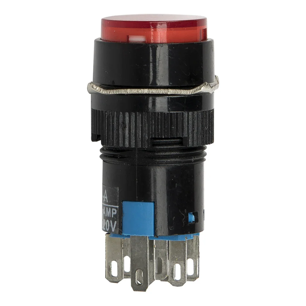 자동 잠금 ON - OFF 원형 푸시 버튼 스위치 AL6-A, 8 핀 푸시 버튼, 220V, 12V LA16Y-22D, AL6-A-22 16mm, 로트당 5 개