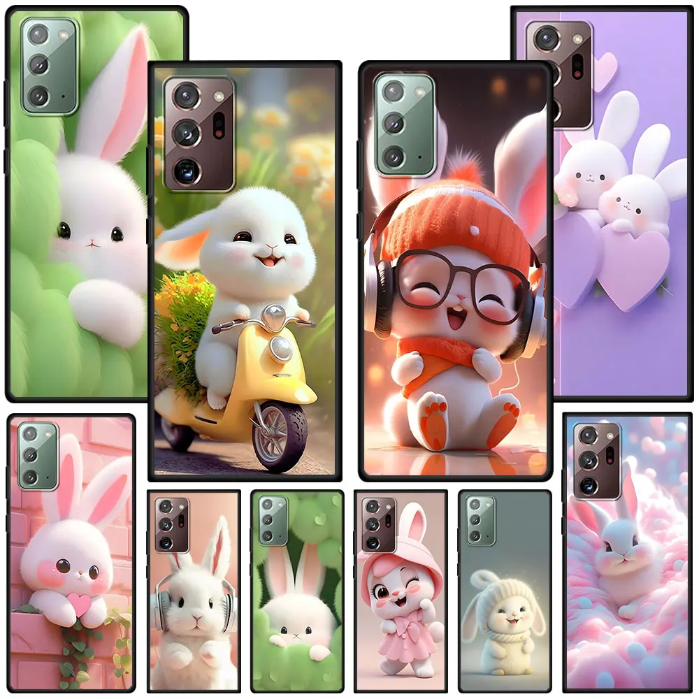 A Cute Rabbit With A Purple Hat Case for Samsung Galaxy Note 20 Ultra 8 10 Lite 9 TPU Phone Cover Note 10 Plus Black Soft Shell