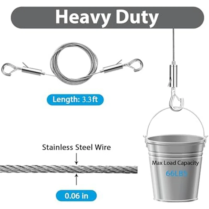 

A83I-4PCS Adjustable Picture Hanging Wire Kit,3.3FT Stainless Steel Wire For Hanging Mirrors,Picture Frame,Artwork,Signs