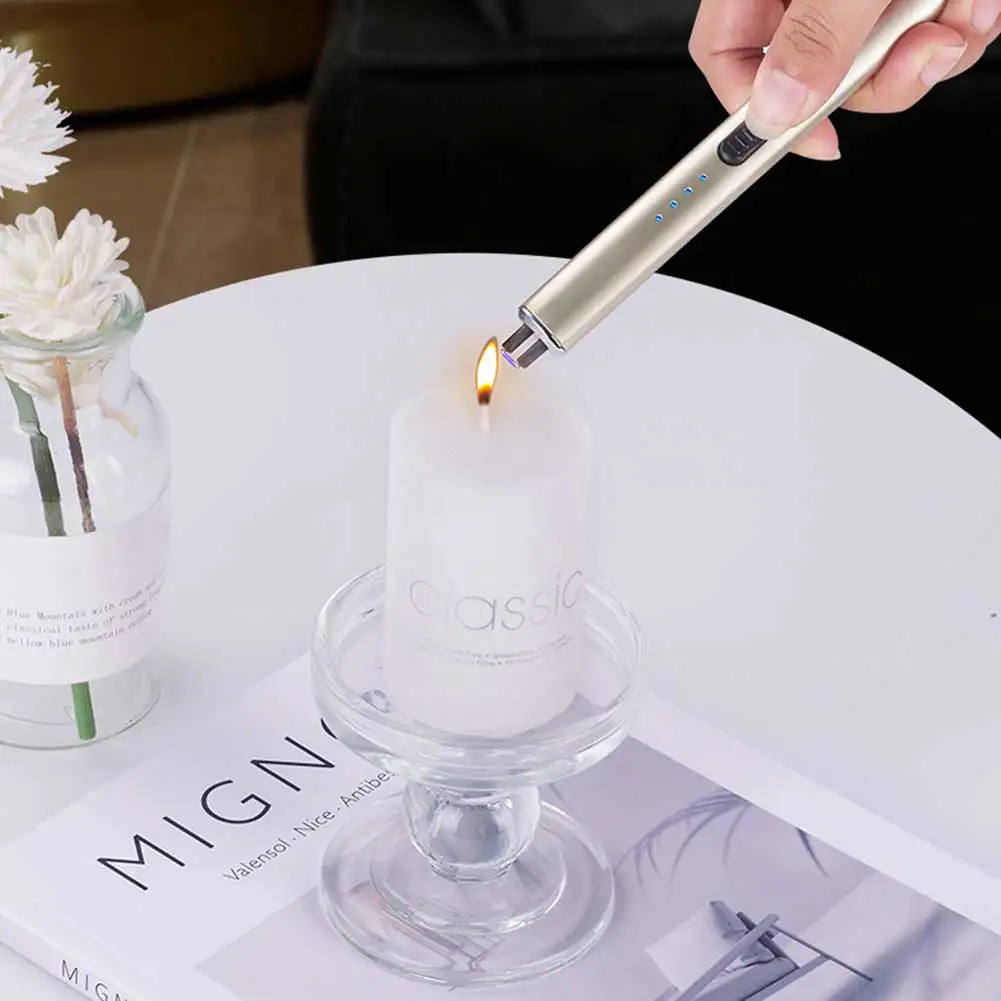 ولاعة شمعة كهربائية قابلة لإعادة الشحن ولاعة بلازما عديمة اللهب أداة إشعال محمولة مقاومة للرياح #4