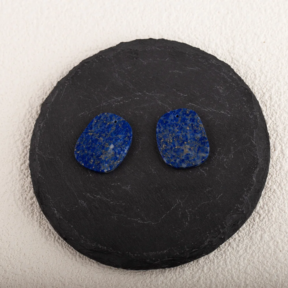 New Collection Natural Stone oval Lapis Lazuli Earrings Beads For Women Fashion Jewelry Accessories 25x21x2mm 7.7g