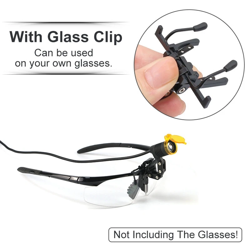 Dental Headlight LED Headlamp for Dental Loupes Adjustable Brightness Dentist Medical Illuminator w Yellow Filter Glasses Clip