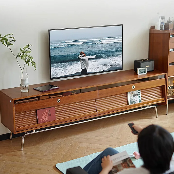 

Nordic solid wood audition cabinet, living room retro TV cabinet storage floor cabinet household bedroom TV cabinet