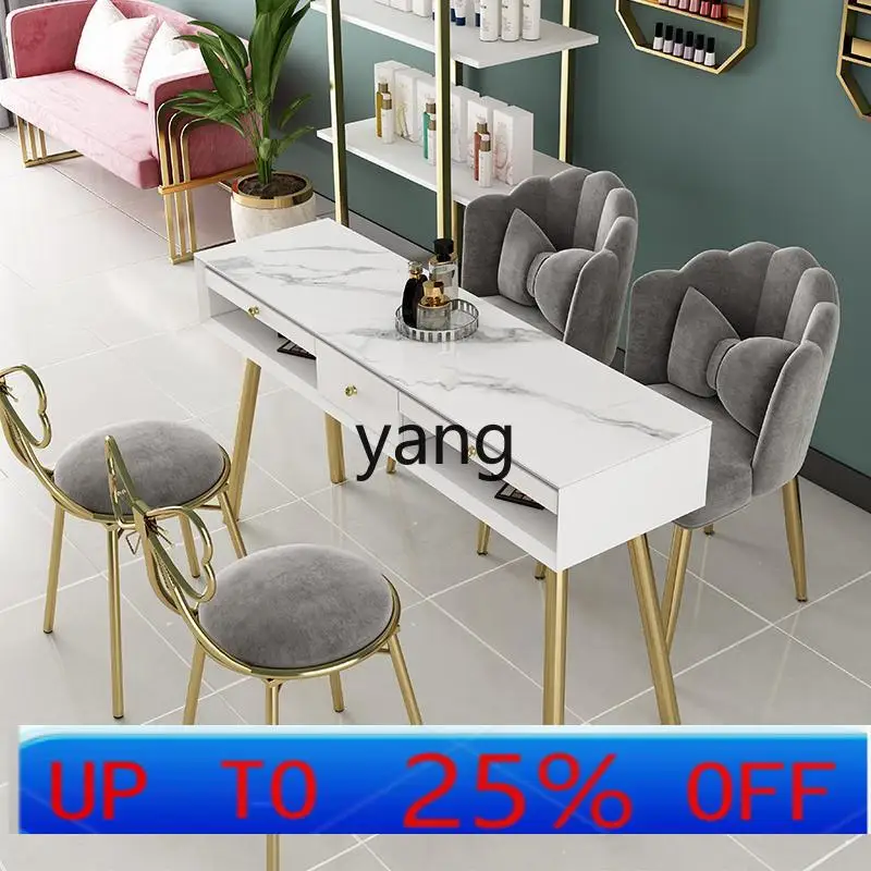 

LMMmarble manicure table and chair set economical manicure shop table double layer light luxury