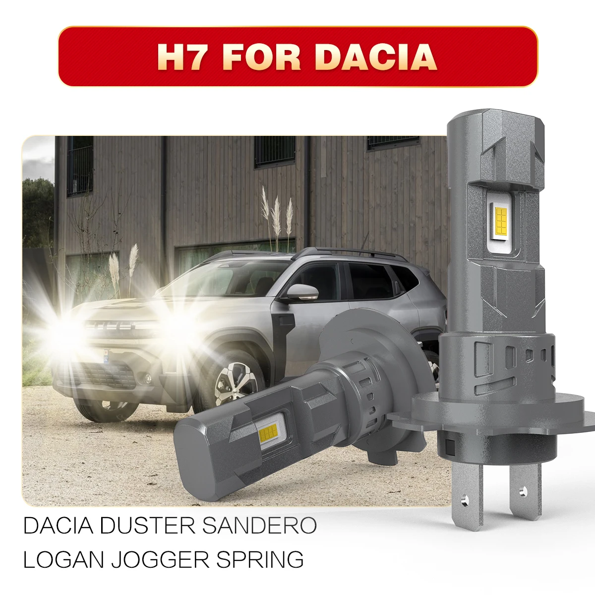 AUHSSAN 2x H7 Led Headlight Canbus Car Bulb 6000K White Fog Light Diode Lamp 55w For Dacia Duster Sandero Logan Jogger Spring