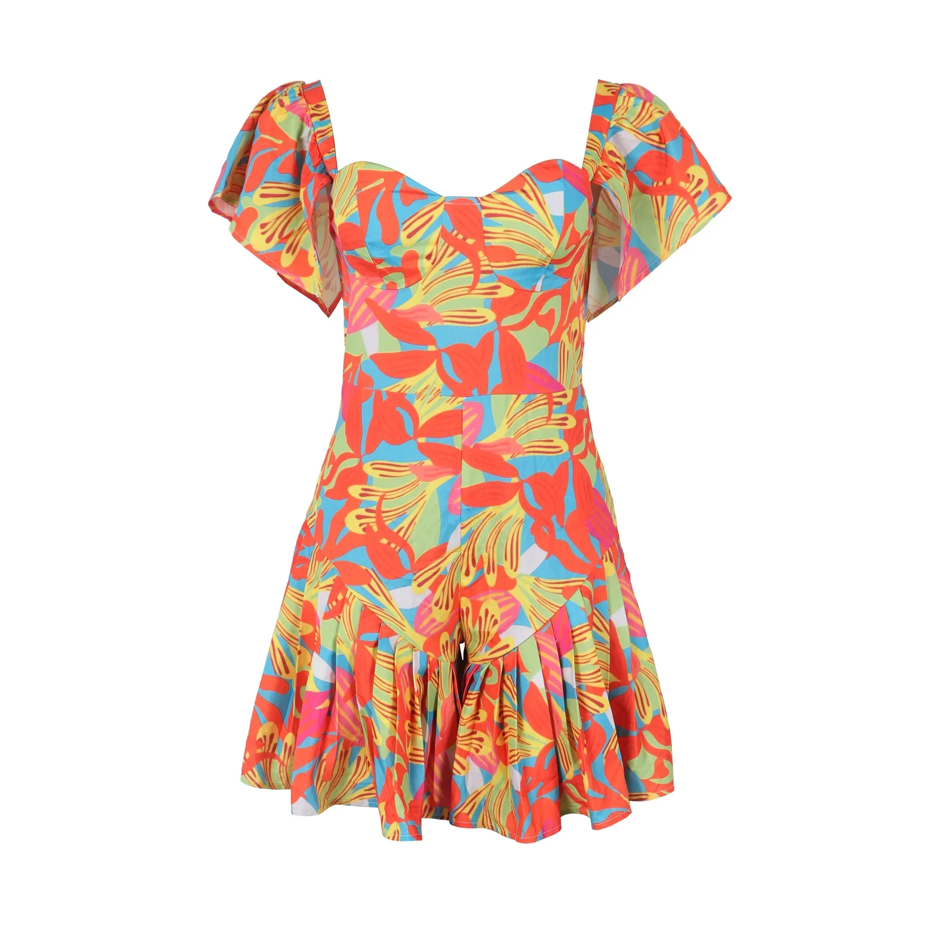 

Dashiki African Clothes for Women Summer Sexy African Short Sleeve V-neck Printing Mini Jumpsuit Outfits Africa Clothing S-3XL