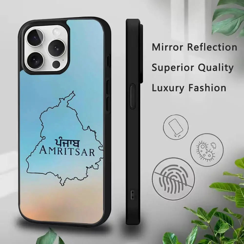 Schilderen Punjab Kaart Telefoonhoesje voor iPhone 17,16,15,14,13,12,11,Pro,Max,Plus,Mini,SE4,E Magnetisch Magsafe Draadloos opladen