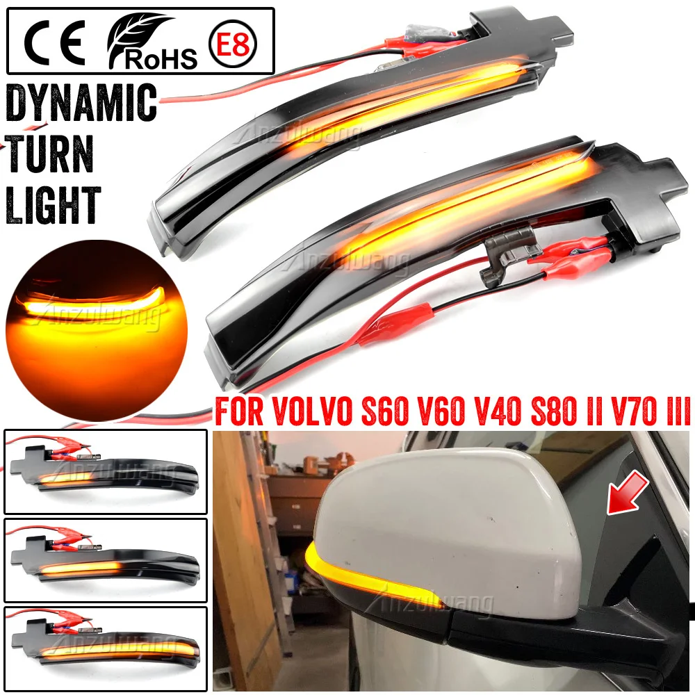 

For Volvo S90 V90 XC40 V60 S60 2019 2020 LED Dynamic Turn Signal Parking Light Side Mirror Sequential Indicator Blinker
