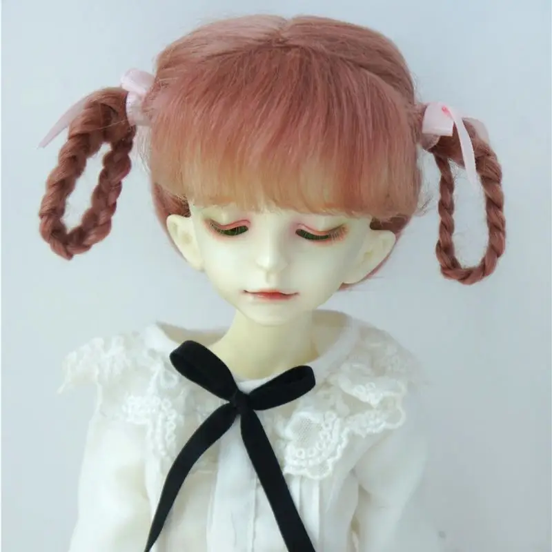 

JD646 Двойные круговые косы Пони Мохеровая кукла Парик BJD Аксессуар для волос для кукол 1/4 1/6 1/8 OB11 Доступны размеры 4-8 дюймов