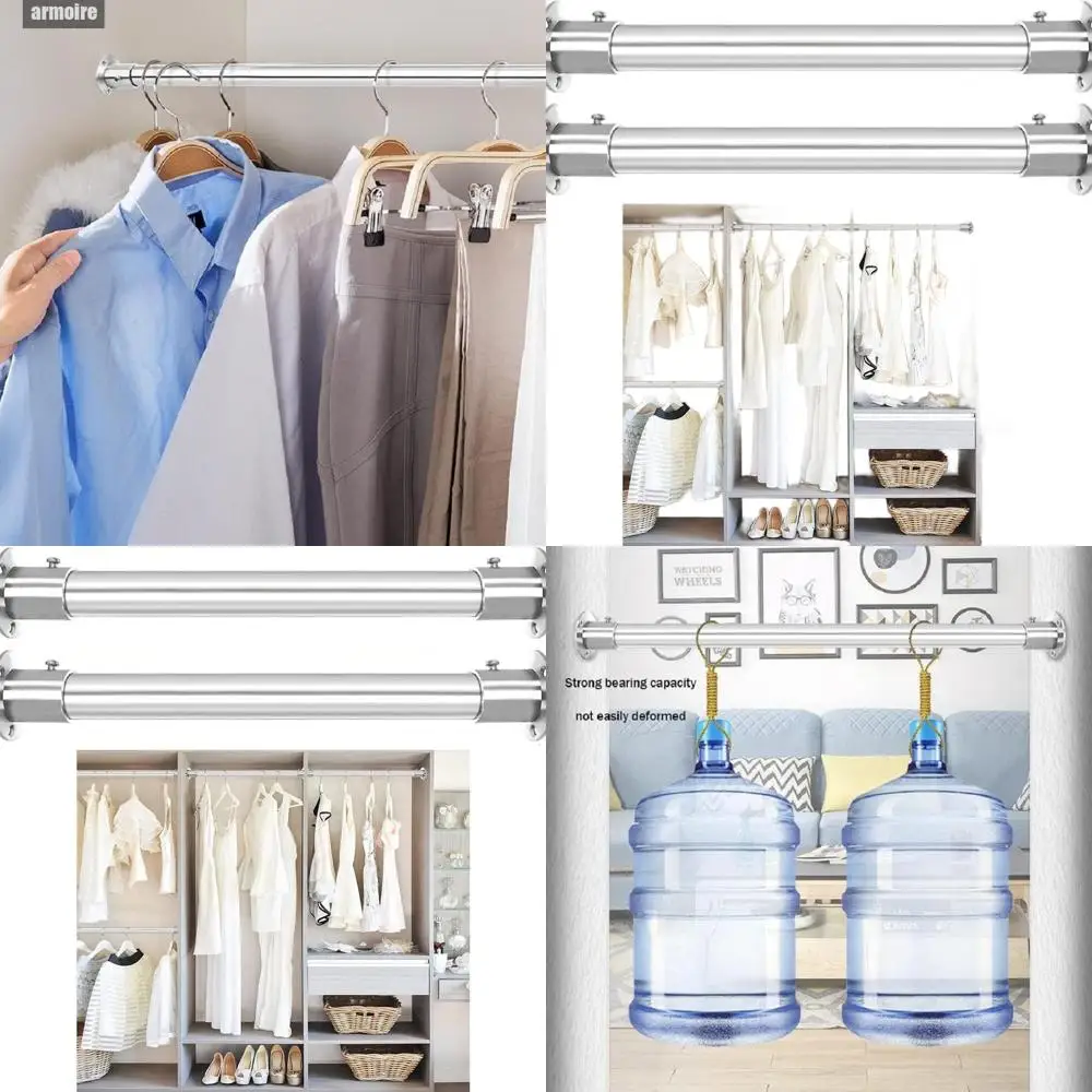 

Stainless Steel Heavy-Duty 32mm Diameter Closet Rod Set, 36 Length with Flange Sockets (2 Rods)