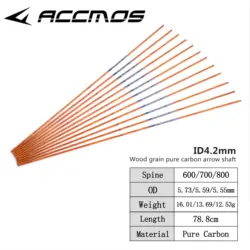 ACCMOS ID 4.2mm albero freccia in carbonio puro 31 ''tubo per tiro con l'arco in pelle di legno rettilineità 0.003 colonna vertebrale 600 700 800 accessorio per riprese fai da te