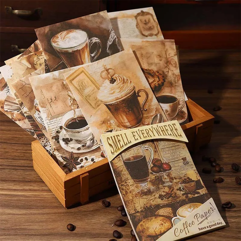 Mr. Paper, Retro Coffee Theme Material Paper, Scrapbook Supplies, Mural Collage, Photo Frame Decoration Card Paper, 30pcs