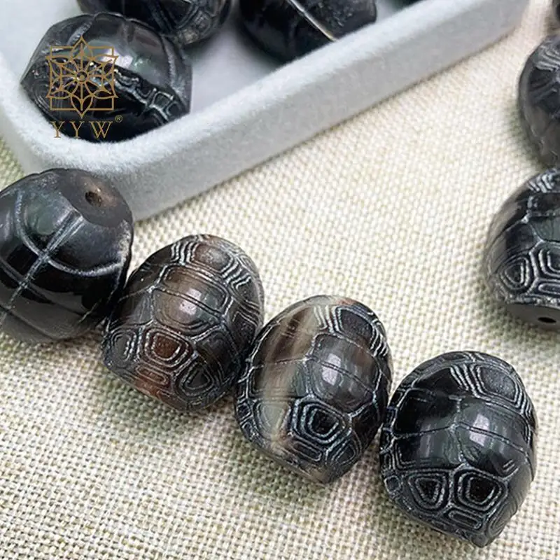 5PC Black Ox Horn Turtle Gemstone Beads 22x19mm For Crafts Charm Bracelets/Earring/Necklace Diy Women Men Vintage Jewelry Making