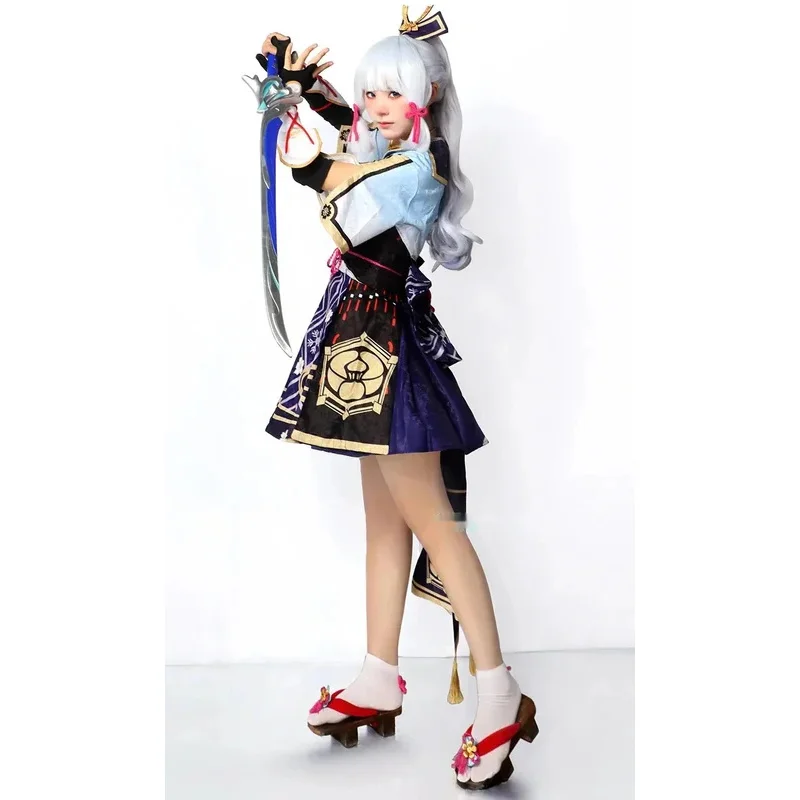 أزياء aa124LQGame Genshinimpact Kamisato أزياء أياكا فستان مروحة شعر مستعار كوسبلاي أنيمي لعب الأدوار كوميك كون لـ Ha #5
