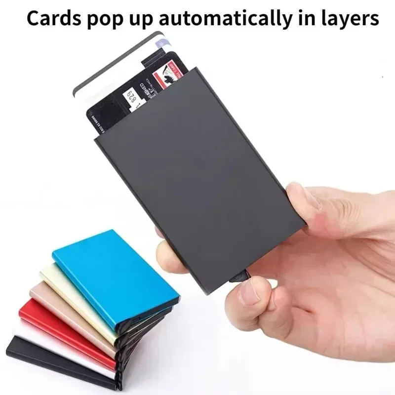 Credit Card ID Card Holder Minimalist Porte Carte Thin Aluminum Metal Silver Storage and Organizing Men\'s and Women\'s Card Boxes