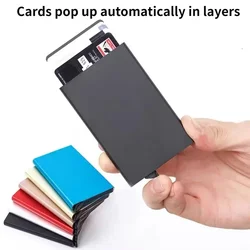 Credit Card ID Card Holder Minimalist Porte Carte Thin Aluminum Metal Silver Storage and Organizing Men's and Women's Card Boxes