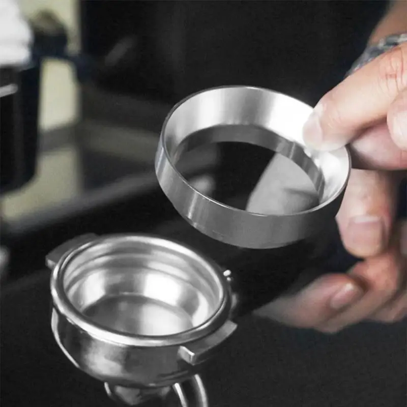 Aluminum Alloy Coffee Dosing Ring Anti-overflow Design Easy Clean for 51mm Portafilter Home DIY Coffee Making Beginners