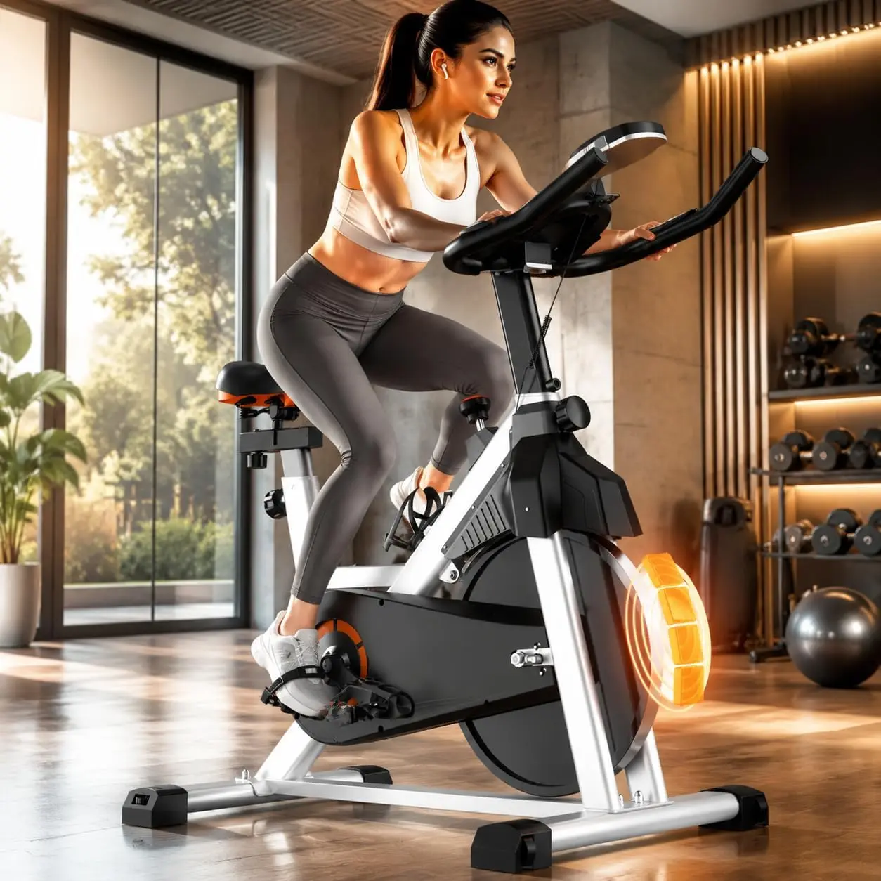 Exercise Bike, Adjustable Stationary Bikes for Home Cardio with Brake Pad Silent Belt Drive, 400LB Weight Capacity Indoor Cycling Bike with Adjustable Seat & Water Bottle Holders for Adults & Seniors