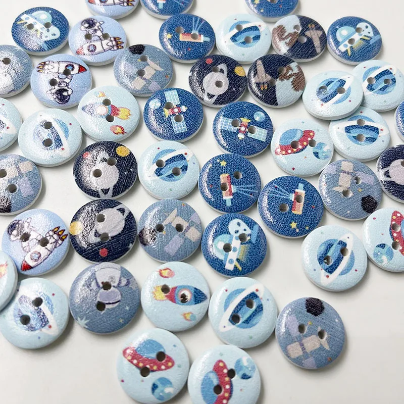 100pcs Mixed astronaut Series Buttons for Needlework DIY Sewing Decorative Children\'s Button Clothing WB912