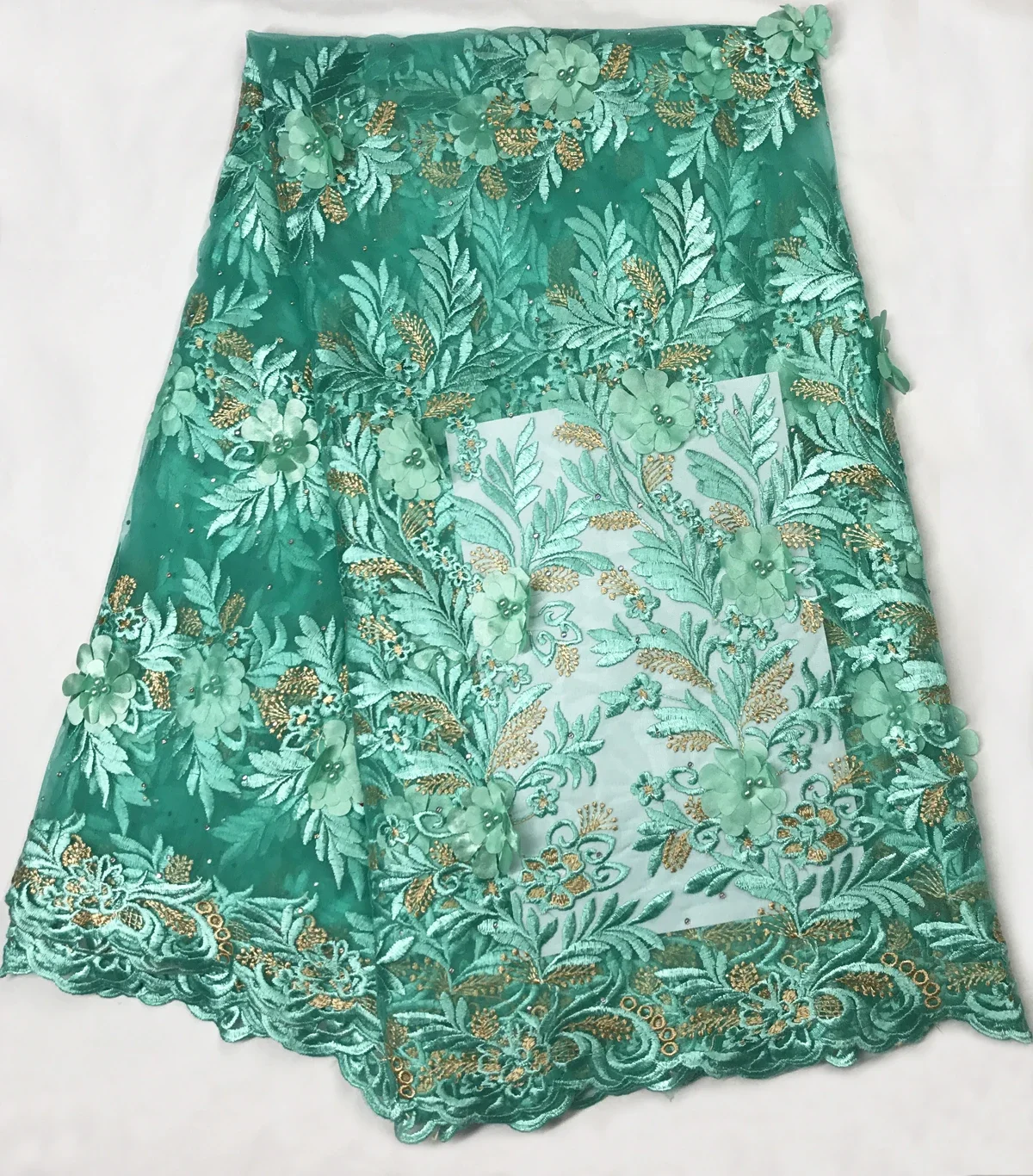 

French Net Lace Fabric 2018 Latest African Lace Fabric with Embroidery Mesh Tulle Lace Fabric High Quality Nigerian Lace W003