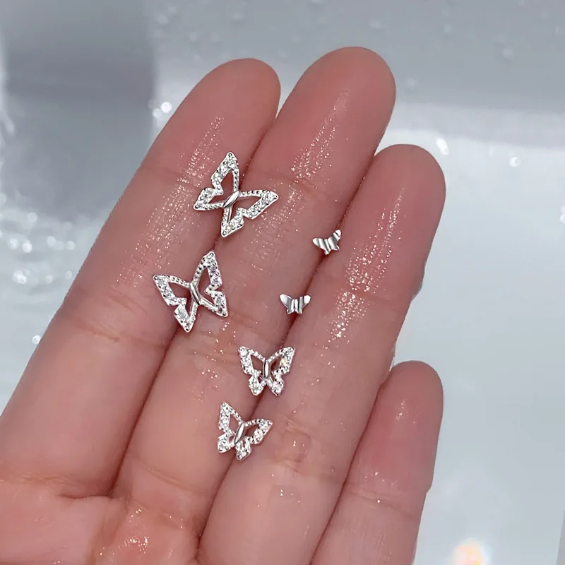 925 Sterling Silber Schmetterling Ohrringe funkelnden Zirkon minimalist ischen Ohrringe Frauen gestapelte Ohrringe Geburtstags geschenk Schmuck